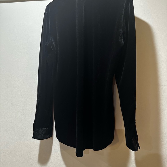 Black Velvet Button-Up Shirt - Picture 3 of 6